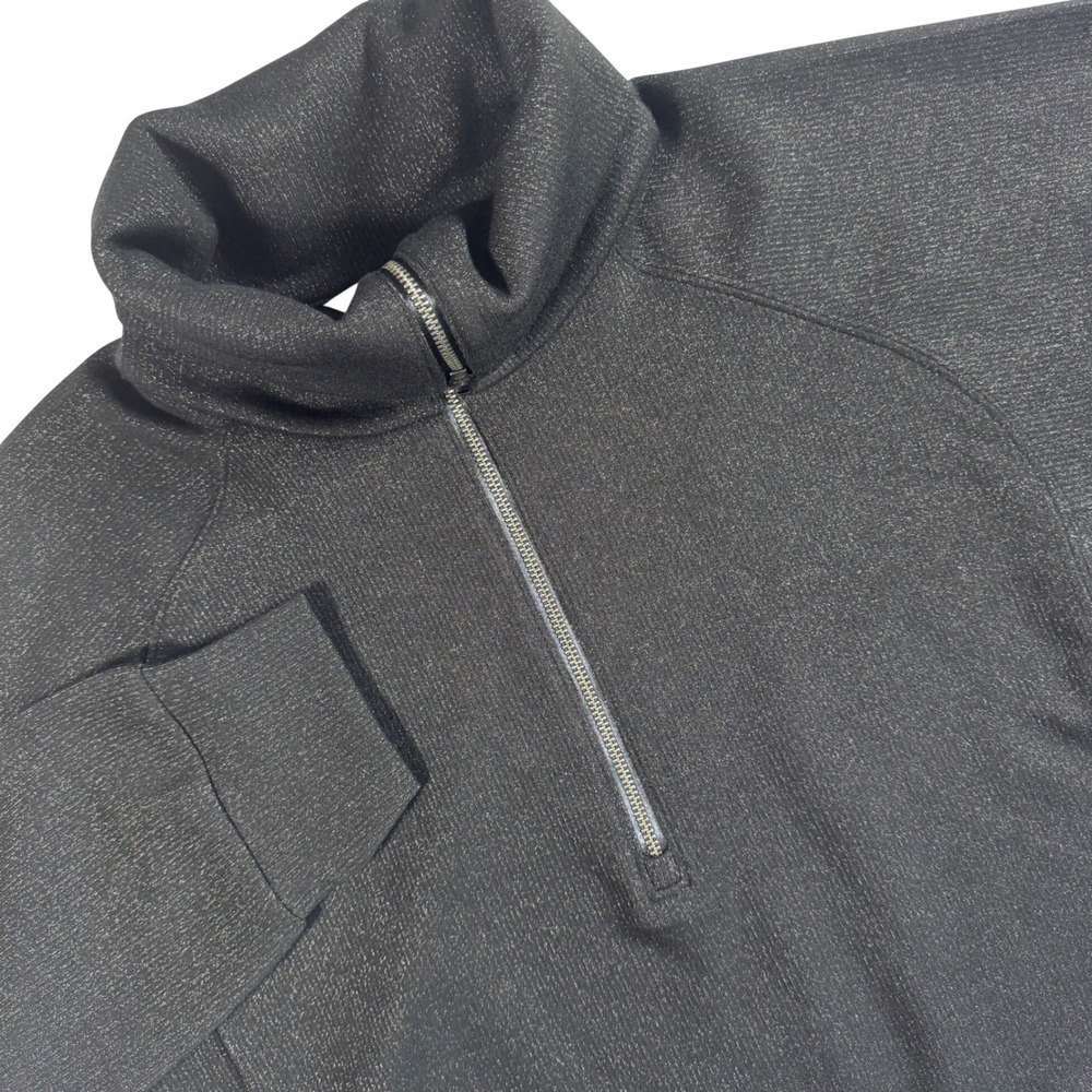 Spanx AirEssentials Half Zip Pullover Women XL Black Metallic Shimmer Sweatshirt